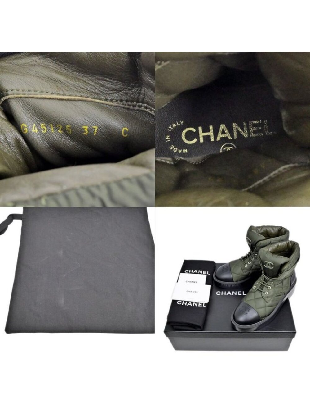 Chanel Shorts Khaki Black Coco Mark Size 37 Shoes - Picture 10 of 10